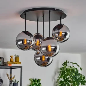 hofstein Gastor Plafonnier, Boule lumineuse 45 cm Chrome, Fumé, 5 lumières* Lampes Modernes