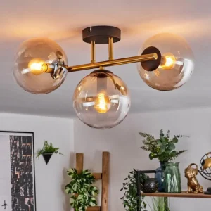 hofstein Gastor Plafonnier, Boule lumineuse 42 cm Or, Noir, 3 lumières* Lampes En Verre