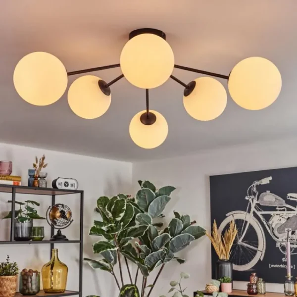 hofstein Gastor Plafonnier, Boule lumineuse Blanc, 6 lumières* Lampes En Verre