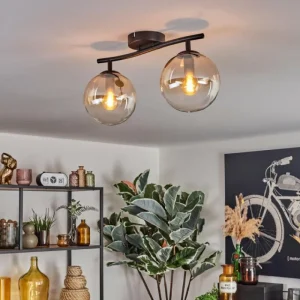 hofstein Gastor Plafonnier, Boule lumineuse Ambre, Clair, 2 lumières* Lampes En Verre