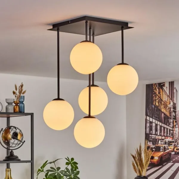 hofstein Gastor Plafonnier, Boule lumineuse Blanc, 5 lumières* Lampes En Verre