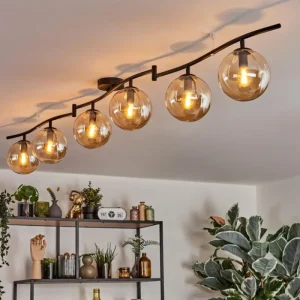 hofstein Gastor Plafonnier, Boule lumineuse Ambre, 6 lumières* Lampes En Verre