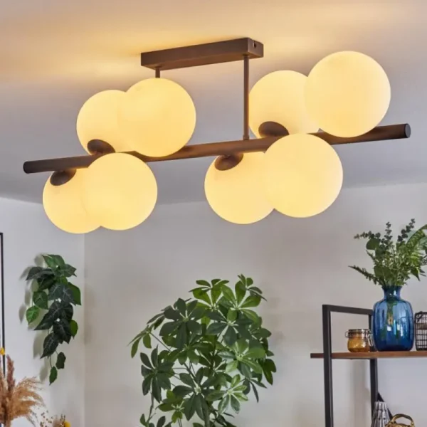 hofstein Gastor Plafonnier, Boule lumineuse Blanc, 8 lumières* Lampes En Verre