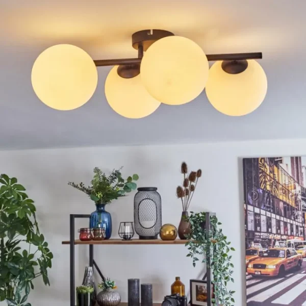 hofstein Gastor Plafonnier, Boule lumineuse Blanc, 4 lumières* Lampes En Verre