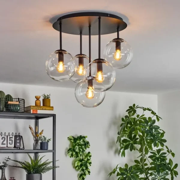 hofstein Gastor Plafonnier, Boule lumineuse 45 cm Clair, 5 lumières* Lampes En Verre