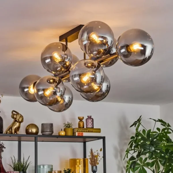hofstein Gastor Plafonnier, Boule lumineuse Fumé, 10 lumières* Lampes Modernes