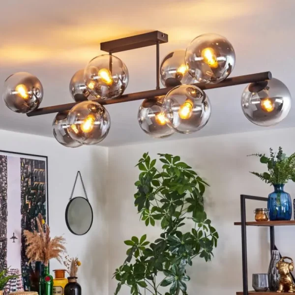 hofstein Gastor Plafonnier, Boule lumineuse Clair, Fumé, 10 lumières* Lampes Modernes