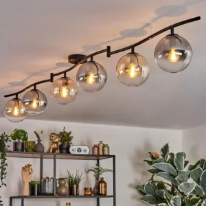 hofstein Gastor Plafonnier, Boule lumineuse Ambre, Clair, Fumé, 6 lumières* Lampes Modernes