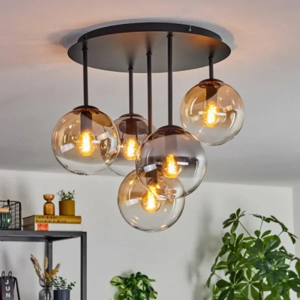 hofstein Gastor Plafonnier, Boule lumineuse 45 cm Ambre, Clair, Fumé, 5 lumières* Lampes Modernes