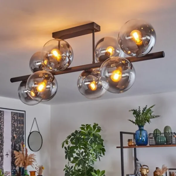hofstein Gastor Plafonnier, Boule lumineuse Clair, Fumé, 8 lumières* Lampes Modernes