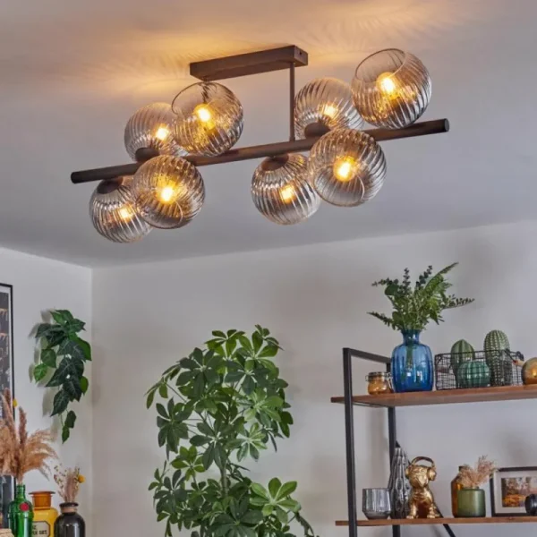 hofstein Gastor Plafonnier, Boule lumineuse Clair, Fumé, 8 lumières* Lampes Modernes