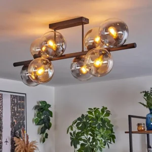 hofstein Gastor Plafonnier, Boule lumineuse Ambre, Clair, Fumé, 8 lumières* Lampes Modernes