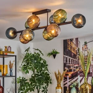 hofstein Gastor Plafonnier, Boule lumineuse Bleu, Vert, Cuivré, 10 lumières* Lampes Modernes