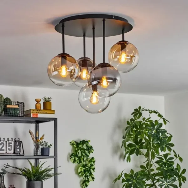 hofstein Gastor Plafonnier, Boule lumineuse 45 cm Ambre, Clair, Fumé, 5 lumières* Lampes Modernes