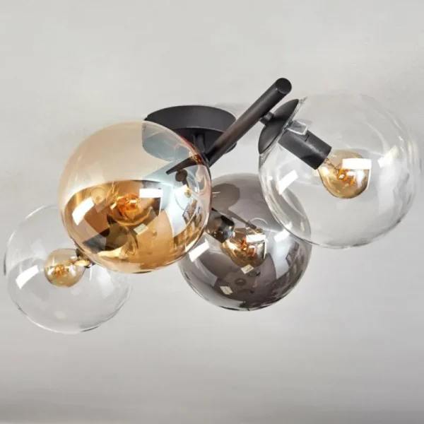 hofstein Gastor Plafonnier, Boule lumineuse Ambre, Clair, Fumé, 4 lumières* Lampes Modernes