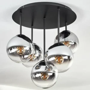 hofstein Gastor Plafonnier, Boule lumineuse 45 cm Chrome, Clair, Fumé, 5 lumières* Lampes Modernes
