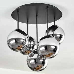 hofstein Gastor Plafonnier, Boule lumineuse 45 cm Chrome, Fumé, 5 lumières* Lampes Modernes