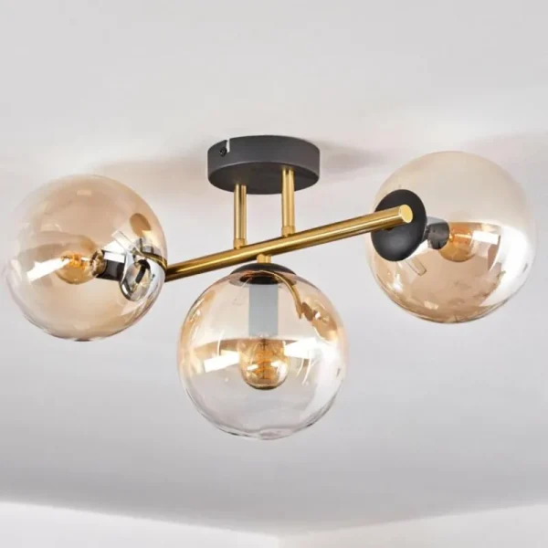 hofstein Gastor Plafonnier, Boule lumineuse 42 cm Or, Noir, 3 lumières* Lampes En Verre