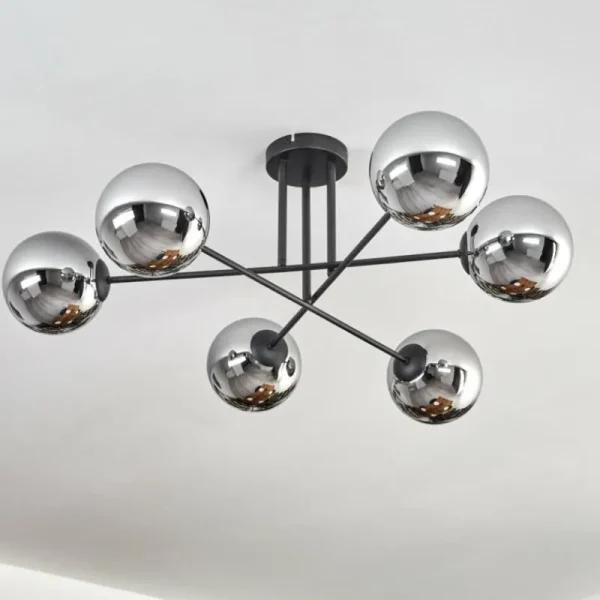 hofstein Gastor Plafonnier, Boule lumineuse 15 cm Chrome, Fumé, 6 lumières* Lampes Modernes