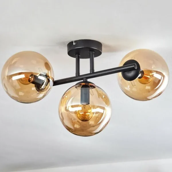 hofstein Gastor Plafonnier, Boule lumineuse Ambre, 3 lumières* Lampes En Verre