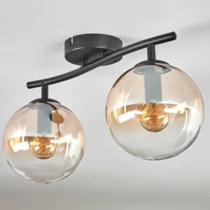 hofstein Gastor Plafonnier, Boule lumineuse Ambre, Clair, 2 lumières* Lampes En Verre