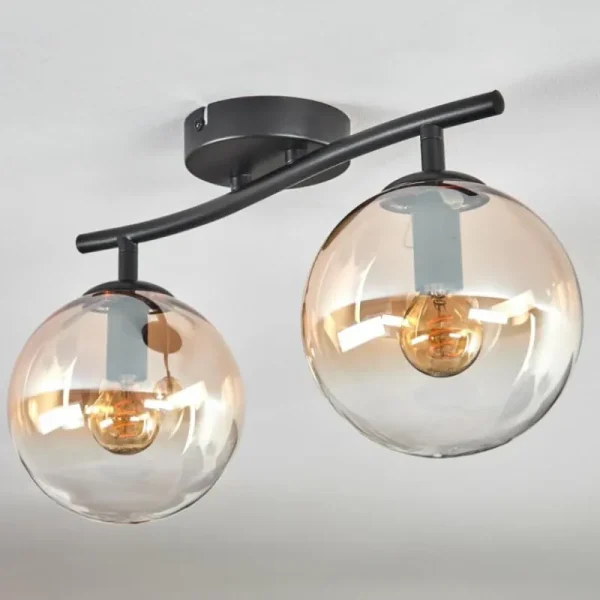 hofstein Gastor Plafonnier, Boule lumineuse Ambre, Clair, 2 lumières* Lampes En Verre