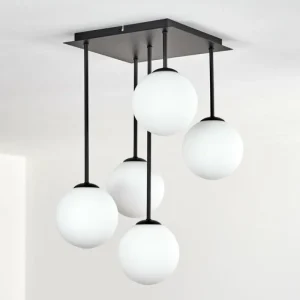 hofstein Gastor Plafonnier, Boule lumineuse Blanc, 5 lumières* Lampes En Verre