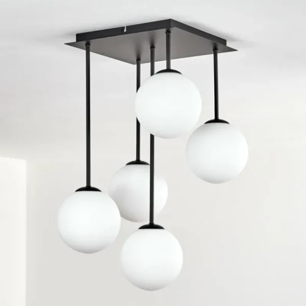 hofstein Gastor Plafonnier, Boule lumineuse Blanc, 5 lumières* Lampes En Verre
