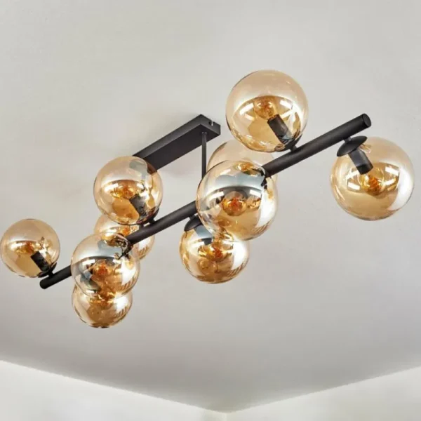 hofstein Gastor Plafonnier, Boule lumineuse Ambre, 10 lumières* Lampes En Verre