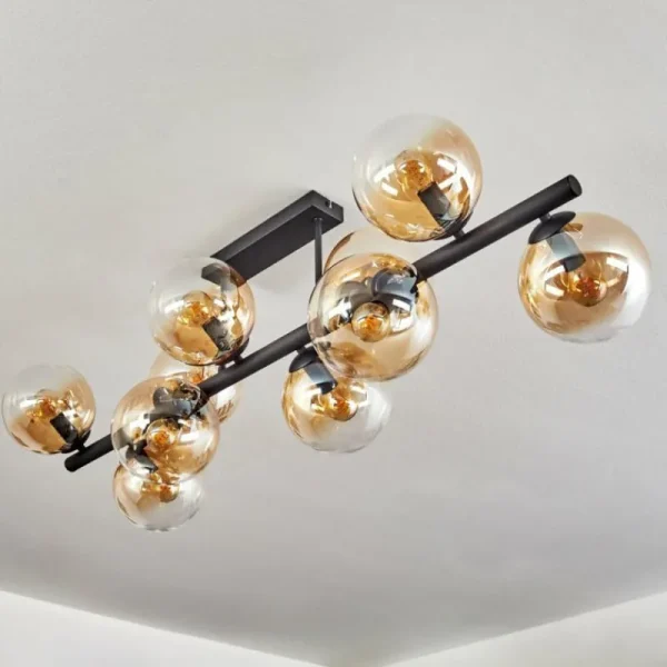 hofstein Gastor Plafonnier, Boule lumineuse Ambre, Clair, 10 lumières* Lampes En Verre