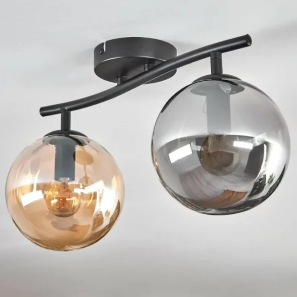 hofstein Gastor Plafonnier, Boule lumineuse Ambre, Fumé, 2 lumières* Lampes Modernes