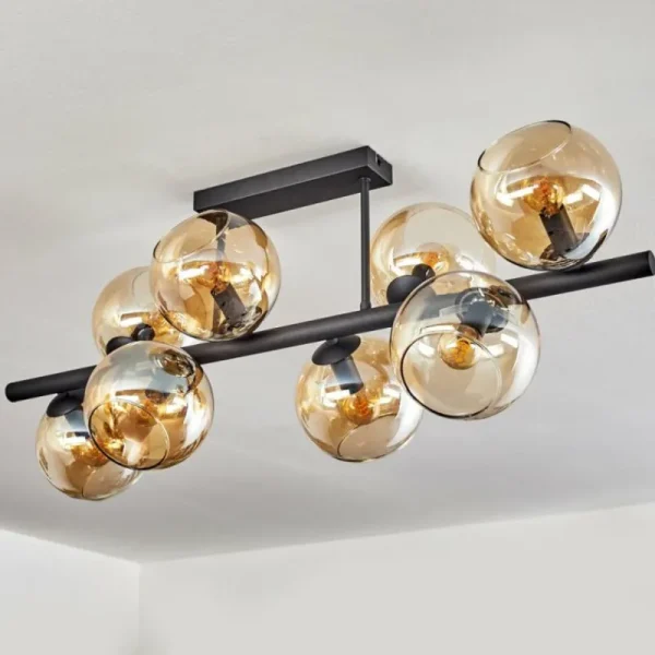 hofstein Gastor Plafonnier, Boule lumineuse Ambre, 8 lumières* Lampes En Verre