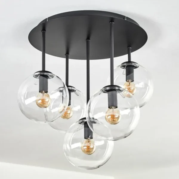 hofstein Gastor Plafonnier, Boule lumineuse 45 cm Clair, 5 lumières* Lampes En Verre