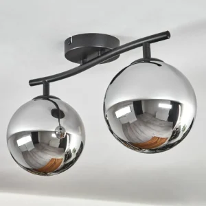 hofstein Gastor Plafonnier, Boule lumineuse Chrome, Fumé, 2 lumières* Lampes Modernes