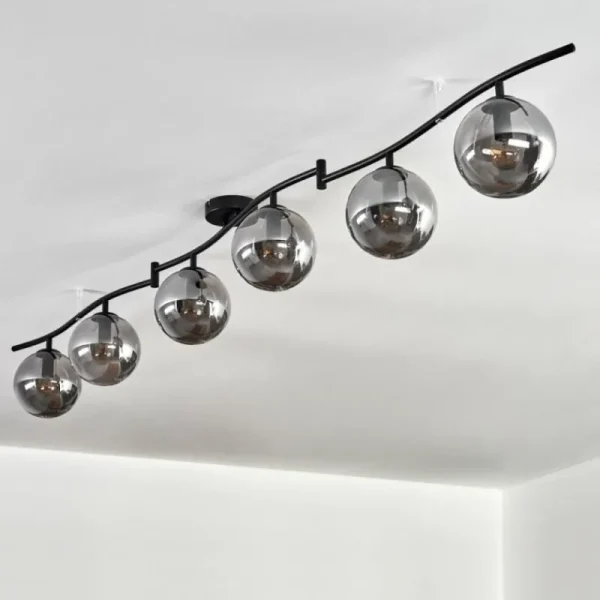 hofstein Gastor Plafonnier, Boule lumineuse Chrome, Fumé, 6 lumières* Lampes Modernes