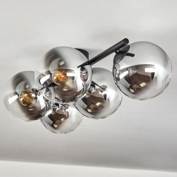 hofstein Gastor Plafonnier, Boule lumineuse Chrome, Clair, Fumé, 5 lumières* Lampes Modernes