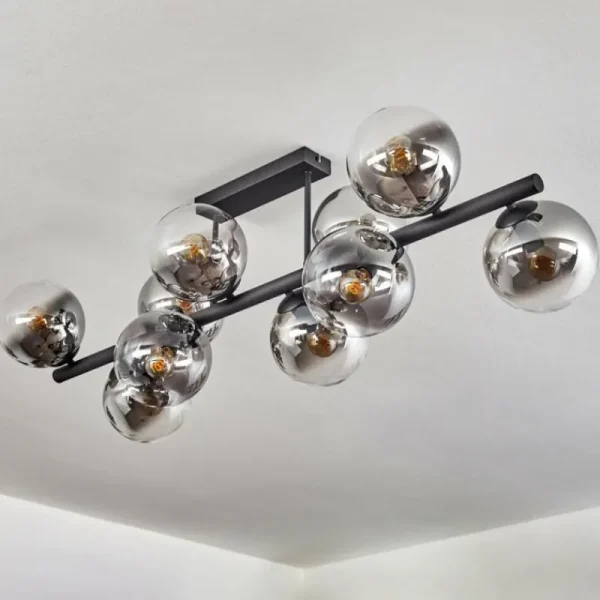 hofstein Gastor Plafonnier, Boule lumineuse Clair, Fumé, 10 lumières* Lampes Modernes
