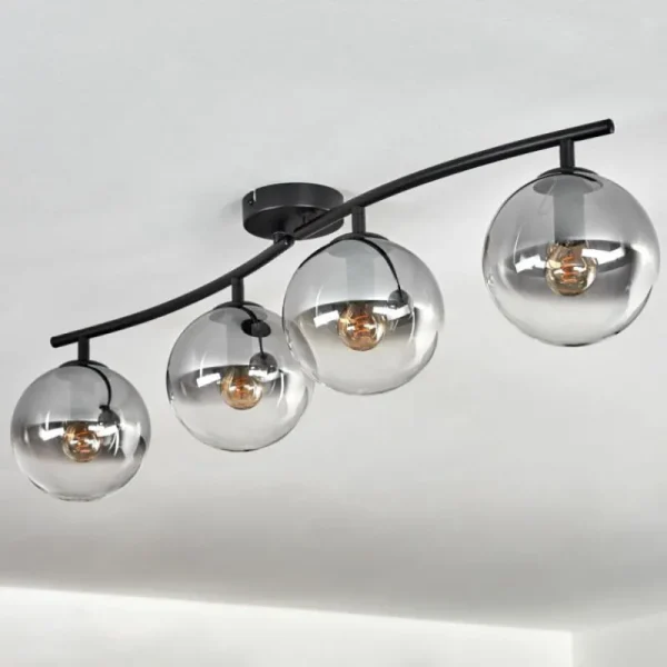 hofstein Gastor Plafonnier, Boule lumineuse Clair, Fumé, 4 lumières* Lampes Modernes