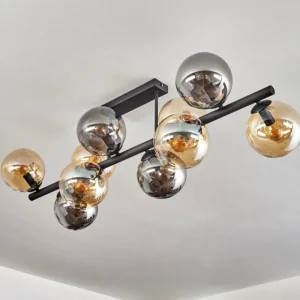 hofstein Gastor Plafonnier, Boule lumineuse Ambre, Fumé, 10 lumières* Lampes Modernes