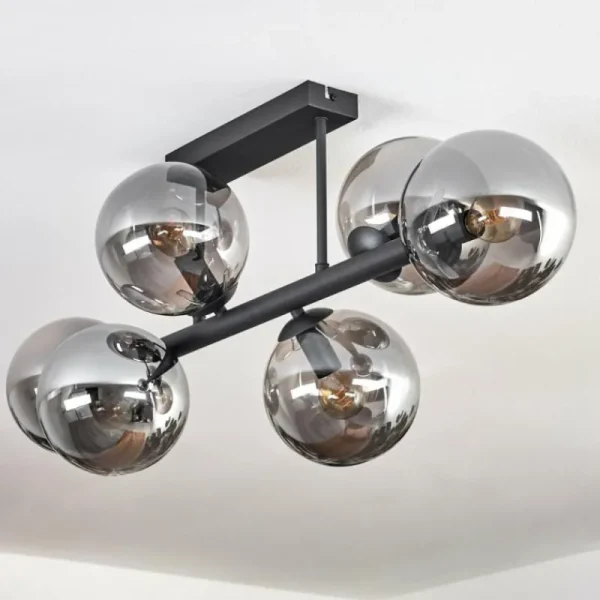 hofstein Gastor Plafonnier, Boule lumineuse Fumé, 6 lumières* Lampes Modernes