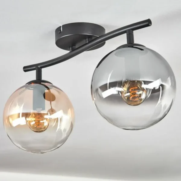 hofstein Gastor Plafonnier, Boule lumineuse Ambre, Clair, Fumé, 2 lumières* Lampes Modernes