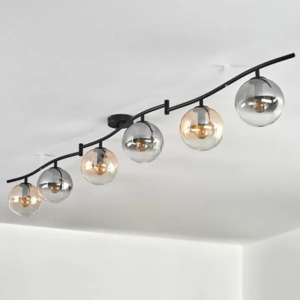 hofstein Gastor Plafonnier, Boule lumineuse Ambre, Clair, Fumé, 6 lumières* Lampes Modernes