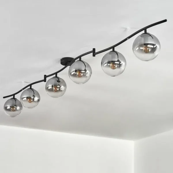 hofstein Gastor Plafonnier, Boule lumineuse Chrome, Clair, Fumé, 6 lumières* Lampes Modernes