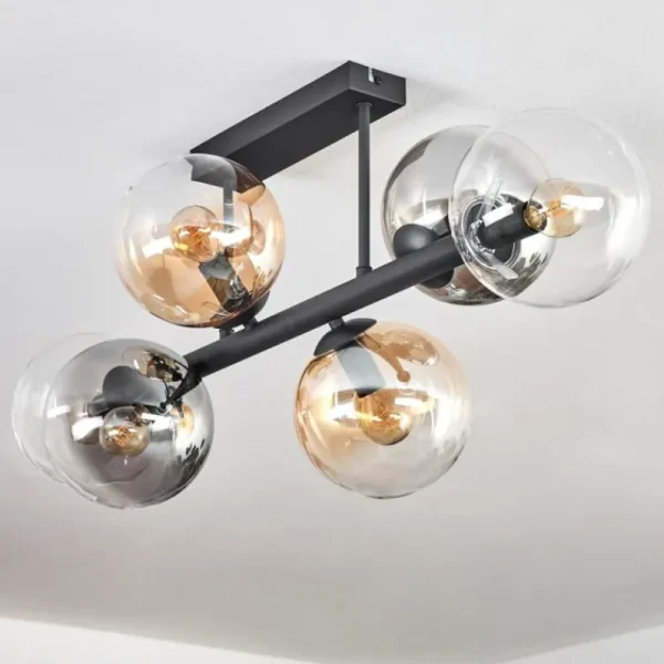 hofstein Gastor Plafonnier, Boule lumineuse Ambre, Clair, Fumé, 6 lumières* Lampes Modernes