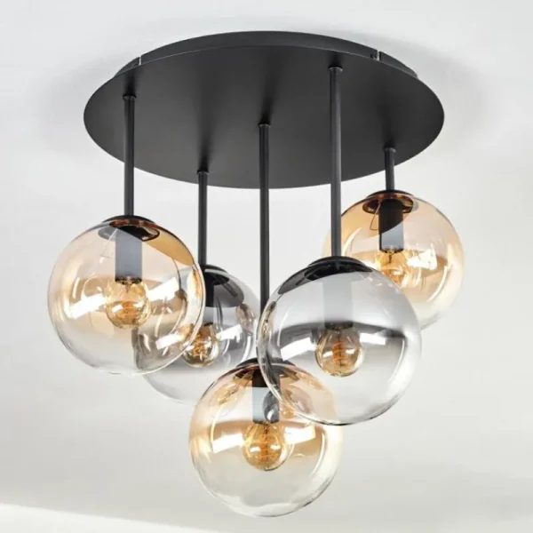 hofstein Gastor Plafonnier, Boule lumineuse 45 cm Ambre, Clair, Fumé, 5 lumières* Lampes Modernes