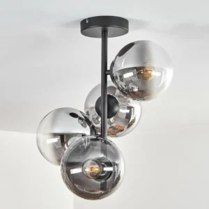 hofstein Gastor Plafonnier, Boule lumineuse Chrome, Clair, Fumé, 4 lumières* Lampes Modernes