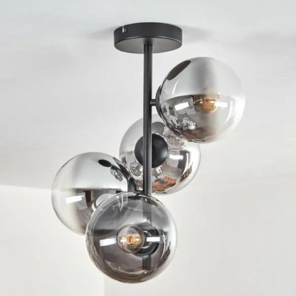 hofstein Gastor Plafonnier, Boule lumineuse Chrome, Clair, Fumé, 4 lumières* Lampes Modernes