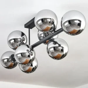 hofstein Gastor Plafonnier, Boule lumineuse Chrome, Fumé, 8 lumières* Lampes Modernes