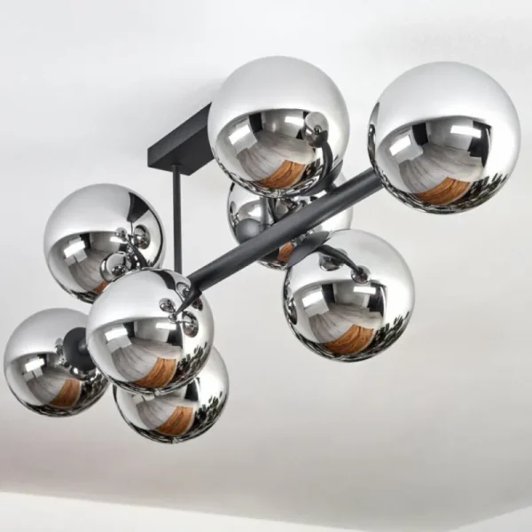 hofstein Gastor Plafonnier, Boule lumineuse Chrome, Fumé, 8 lumières* Lampes Modernes