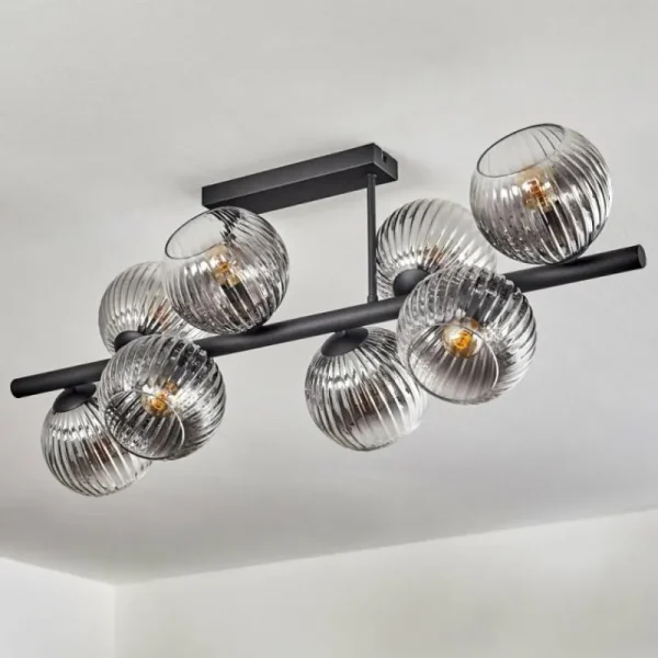 hofstein Gastor Plafonnier, Boule lumineuse Clair, Fumé, 8 lumières* Lampes Modernes